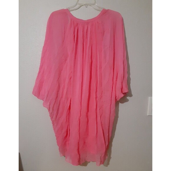 Diane Von Furstenberg Blouse Women Size 6 Pink Silk Layered V Neck Tunic - Picture 8 of 14